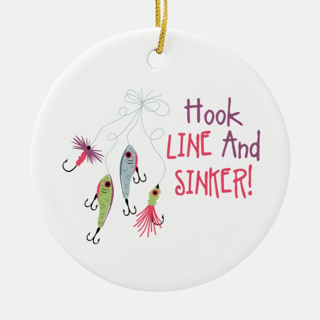 Hook Line Sinker Ceramic Tree Decoration (Front)