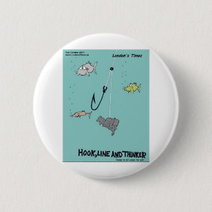 Hook Line & Thinker Funny Gifts Tees & Cards 6 Cm Round Badge