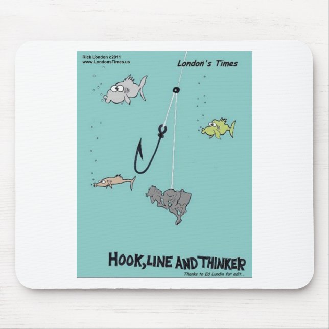 Hook Line & Thinker Funny Gifts Tees & Cards Mouse Mat (Front)