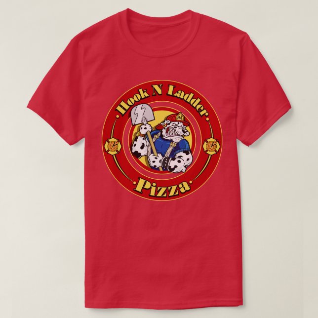 Hook N Ladder Pizza Front Print T-Shirt (Design Front)