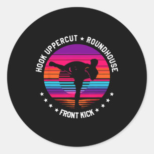 Hook Uppercut Roundhouse Front Kick Kickboxing Kic Classic Round Sticker
