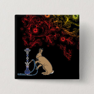 HOOKAH HARE 15 CM SQUARE BADGE