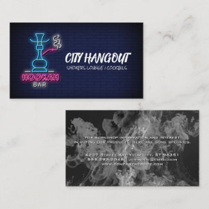 Hookah Neon Sign   Brick Wall and Smoke Business Card