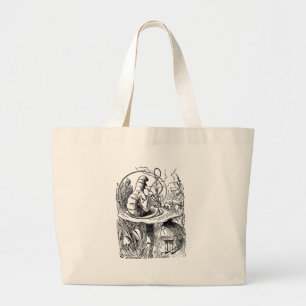 Hookah Smoking Caterpillar Alice in Wonderland Large Tote Bag