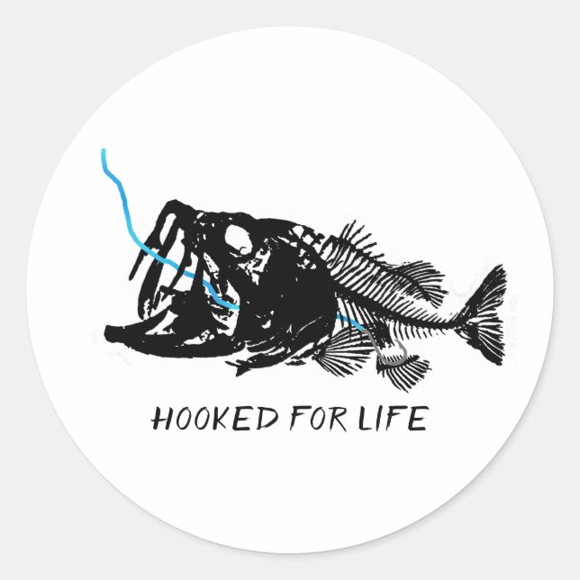 HOOKED FOR LIFE CLASSIC ROUND STICKER (Front)