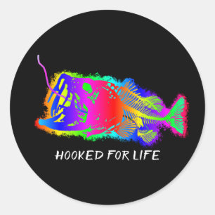 HOOKED FOR LIFE Multi-Colour Classic Round Sticker