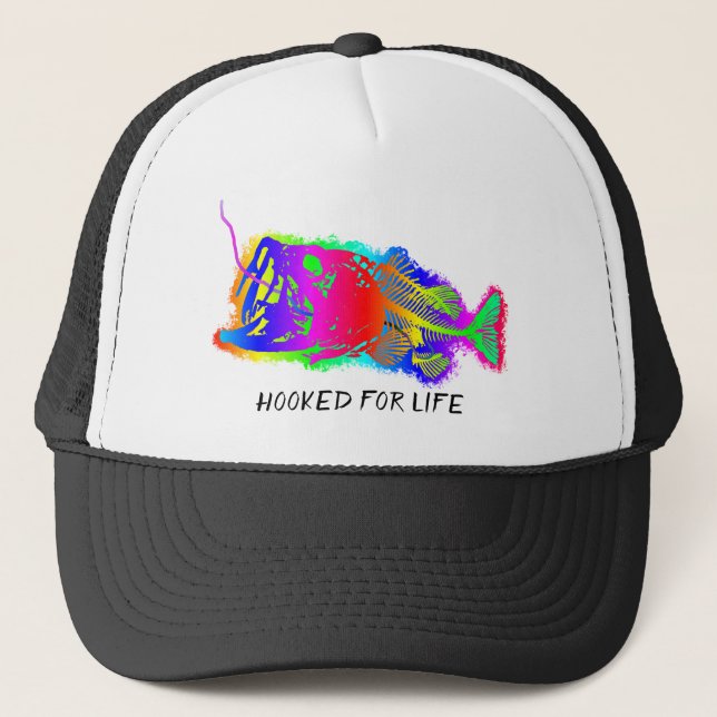 HOOKED FOR LIFE Multi-Colour Trucker Hat (Front)