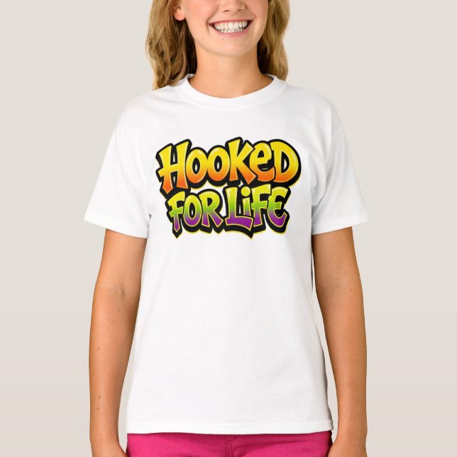 Hooked For Life Rainbow Graffiti T-Shirt (Front)