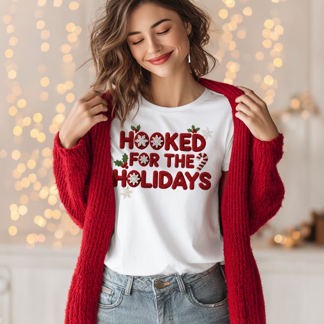 Hooked for the Holidays Crochet Christmas T-Shirt (Creator Uploaded)