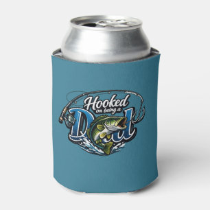 Hooked On Being A Dad Funny Fishing Father's Day Can Cooler
