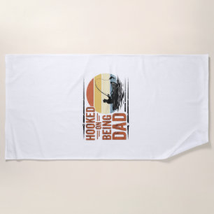 Hooked On Being Dad Vintage Fishing Shirt Design_1 Beach Towel