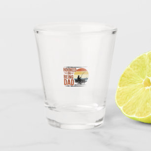 Hooked On Being Dad Vintage Fishing Shirt Design_1 Shot Glass