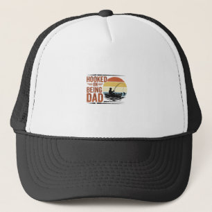 Hooked On Being Dad Vintage Fishing Shirt Design_1 Trucker Hat