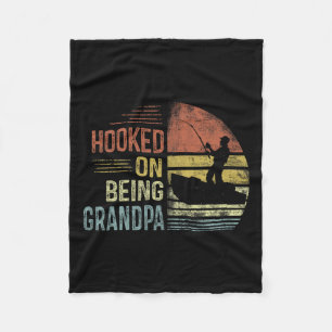 Hooked On Being Grandpa Fishing Gifts Grandpa Fath Fleece Blanket