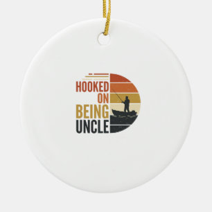 Hooked On Being Uncle Fishing Vintage Graphic_1 Ceramic Tree Decoration