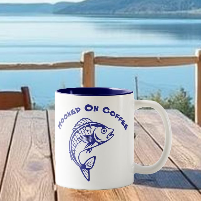 Hooked on Coffee-Fish Two-Tone Coffee Mug (Hooked on Coffee-Fish Two-Tone Coffee Mug)