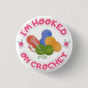 Hooked on Crochet Colorful Yarn Art 3 Cm Round Badge