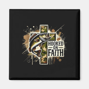 Hooked on faith christian jesus cross fishing magnet