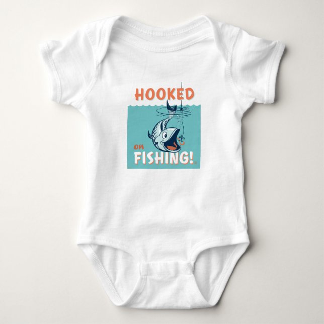 Hooked on Fishing Baby Bodysuit (Front)
