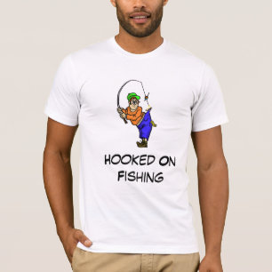 Hooked on Fishing Cartoon T-shirt