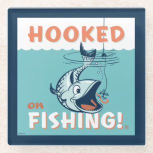 Hooked on Fishing Glass Coaster