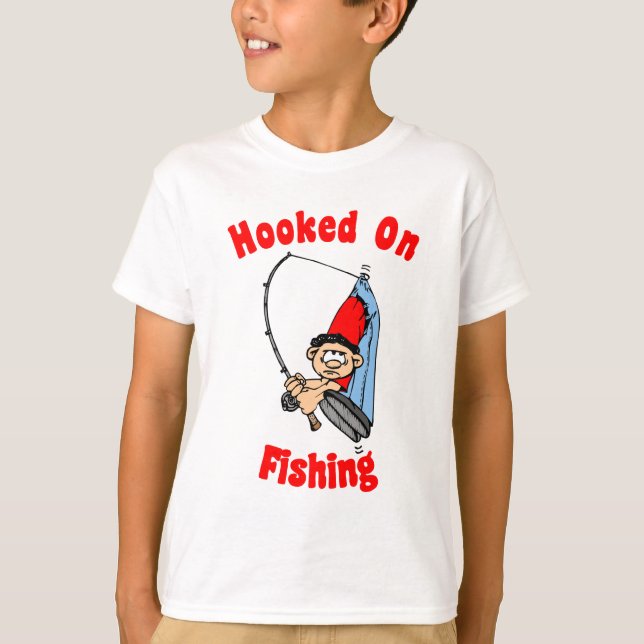 Hooked On Fishing Kid's T-Shirt (Front)