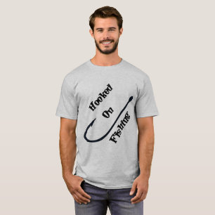 Hooked on Fishing Men's Fun Geek Tee Shirt