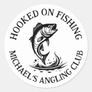 Hooked On Fishing Personalised Angler Classic Round Sticker