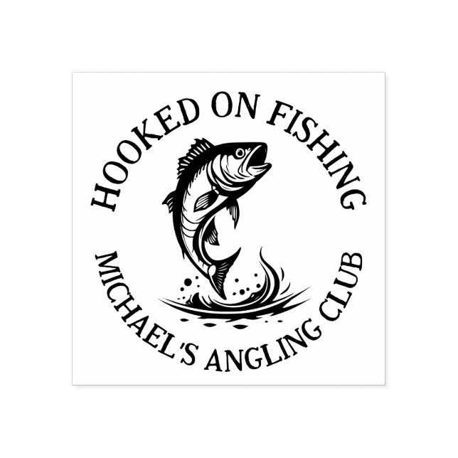 Hooked On Fishing Personalised Angler Rubber Stamp (Imprint)