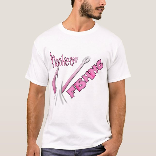 Hooked On Fishing Pink Hook T-Shirt (Front)