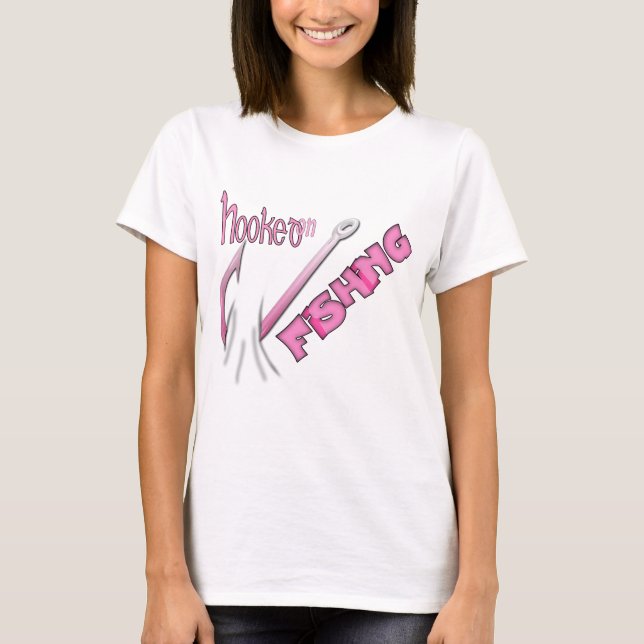 Hooked On Fishing Pink Hook T-Shirt (Front)