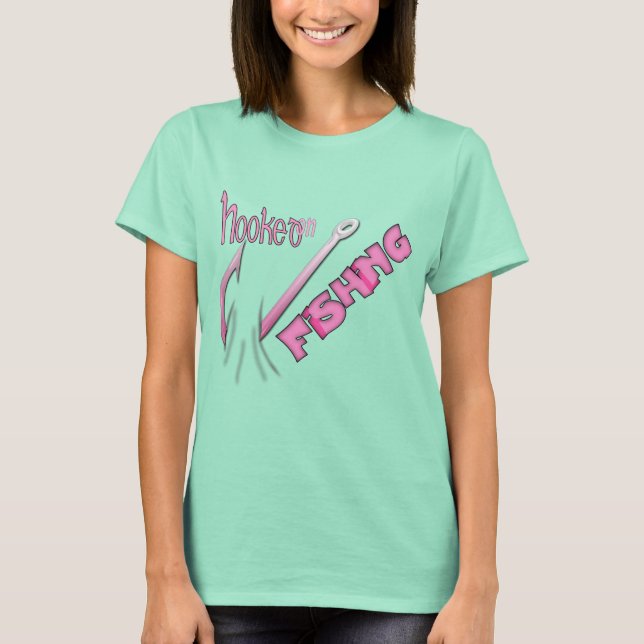 Hooked On Fishing Pink Hook T-Shirt (Front)