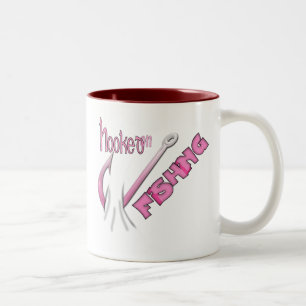 Hooked On Fishing Pink Hook Two-Tone Coffee Mug