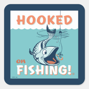 Hooked on Fishing Square Sticker