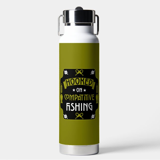Hooked On Fishing Water Bottle (Front)