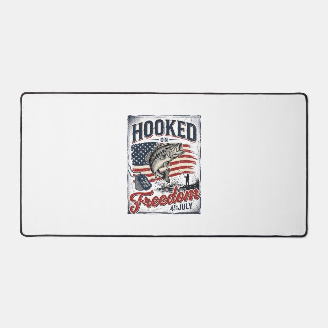 Hooked On Freedom 4th July Fishing Desk Mat (Front)