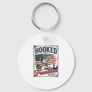 Hooked On Freedom 4th July Fishing Key Ring