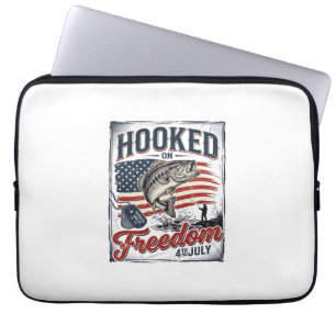 Hooked On Freedom 4th July Fishing Laptop Sleeve