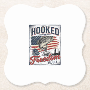 Hooked On Freedom 4th July Fishing Paper Coaster