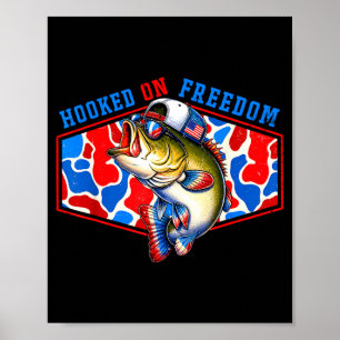 Hooked on freedom bass fishing america 1776-2026 poster