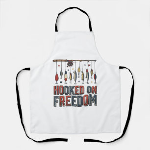 Hooked On Freedom Patriotic Fishing Shirt Design_1 Apron
