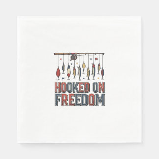 Hooked On Freedom Patriotic Fishing Shirt Design_1 Napkin