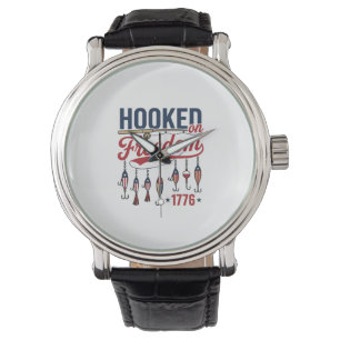 Hooked on Freedom Patriotic Fishing Shirt Design ( Watch