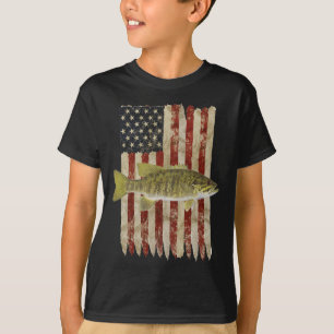 Hooked On Freedom Patriotic Smallmouth Byb Fishing T-Shirt