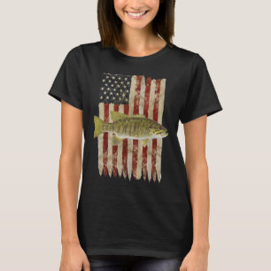 Hooked On Freedom Patriotic Smallmouth Byb Fishing T-Shirt