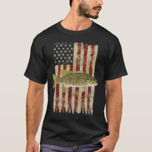 Hooked On Freedom Patriotic Smallmouth Byss Fishin T-Shirt