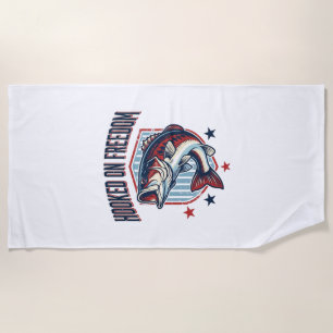 Hooked On Freedom Vintage Bass Fishing Shirt Desig Beach Towel