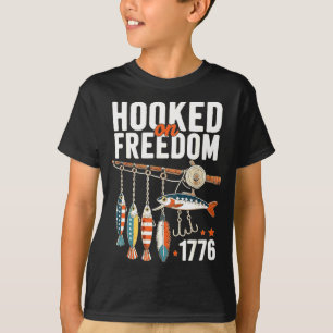 Hooked on freedom vintage fishing adventure design T-Shirt