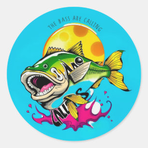 Hooked on Fun: The Bass Are Calling! Classic Round Sticker