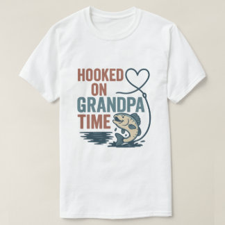 Hooked on Grandpa Time Funny Fishing Design T-Shirt